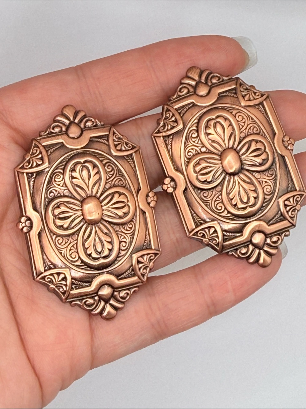 Antique-Style Copper Floral Bracelet Connector